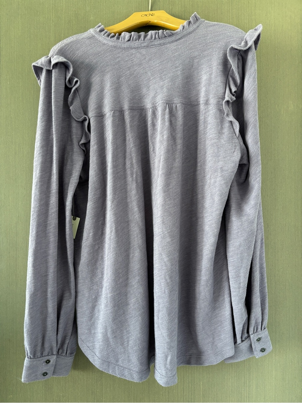 Pilcro (Anthropologie) Ruffle Henley Top Purple Gray - Size XL - NWT - Picture 2 of 10